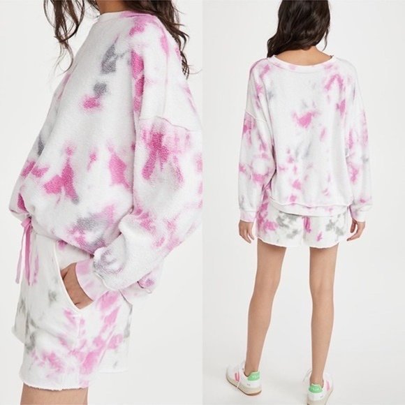 FREE PEOPLE  Kelly Washed Tie Dye Sweatshirt in Hyacinth and Charcoal - Size XS - Picture 2 of 5